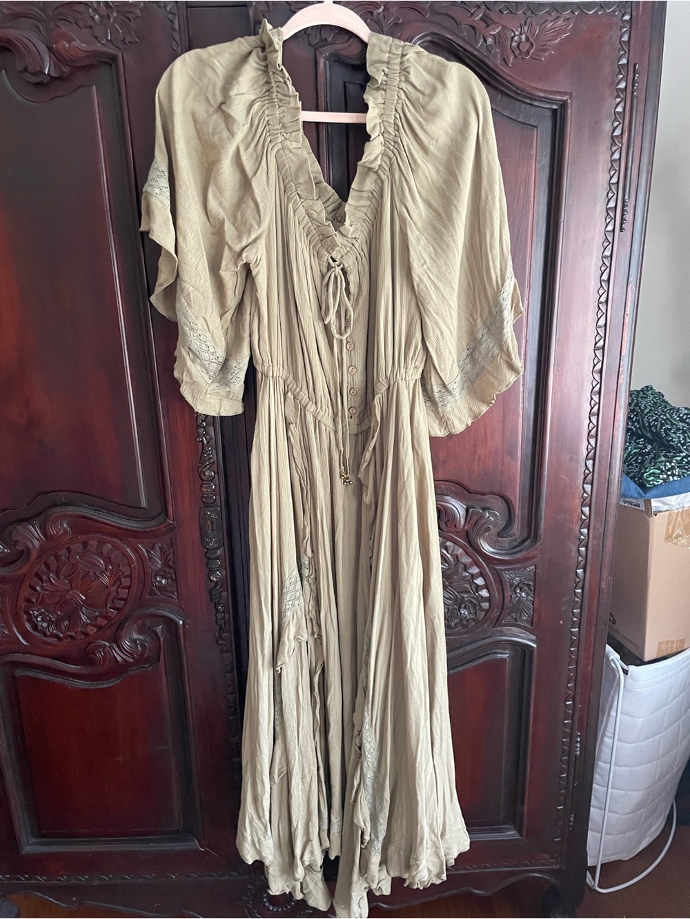 Free People Olive Green Beach Bliss Maxi Dress